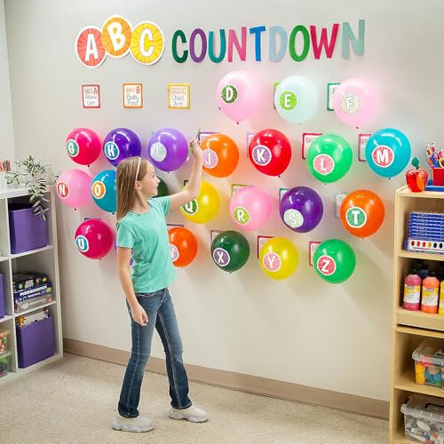 Fun Express ABC-Ballon-Countdown-Karton-Wanddekorationsset, 40-teilig