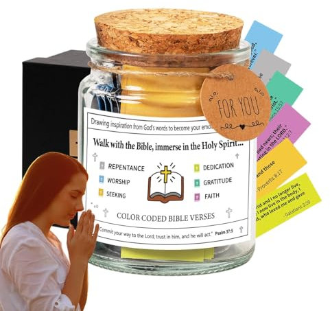 Vaso Colorido Con Notas Bíblicas | Vaso 295 G Con Notas Bíblicas Para Emociones | Vidrio Bíblico Colorido Cristiano Hecho A Mano - Vaso Con Notas de Inspiración
