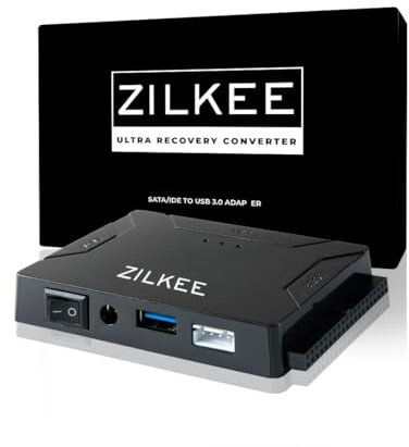 ZILKEE Ultra Recovery Converter IDE to USB Adapter | 6TB Capacity, USB 3.0, SATA to USB Adapter for Hard Drive Recovery