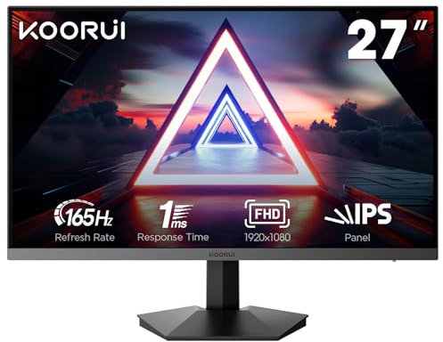 KOORUI Monitor Gaming de 27 Pulgadas, Pantalla 200 Hz Fast IPS FHD 1ms, Adaptive Sync, VESA 75 x 75 mm, 2 x HDMI 2.0 y DisplayPort 1.4, Negro
