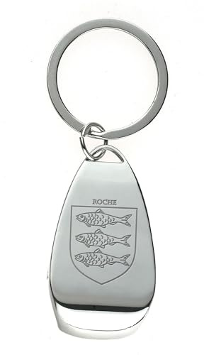 Roche Irish Family Crest Bottle Opener Keyring - Three Fish Design