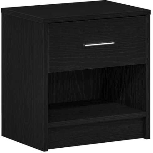 vidaXL Nachttisch mit Schublade Schwarz 39x28x41 cm, Nachtschrank, Nachtkommode, Betttisch, Nachtkonsole, Bettschrank, Beistelltisch Schlafzimmer