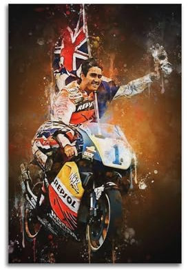 TRFJHDTRE Poster, Motiv: Rennfahrer, Mick Doohan, dekoratives Gemälde, Leinwand, Wandposter und Kunstdruck, moderne Familienschlafzimmer-Dekoration, Poster, 50 x 75 cm