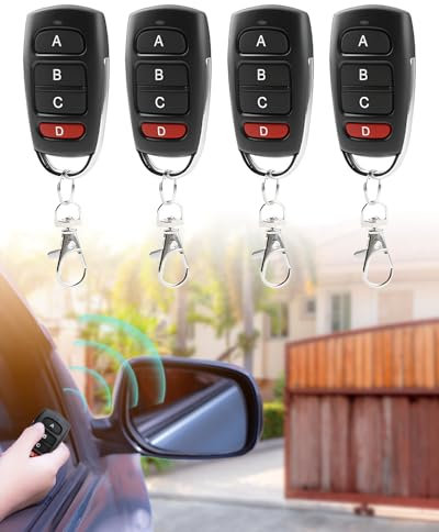4Pcs Telecommande Portail Garage 433 Mhz Télécommande Universelle Duplicateur de Garage Sans Fil à 4 Boutons 50m Signal Longue pour Portail et Garage Portes Automatiques, Portails Électriques