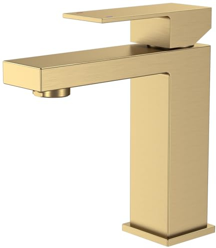 BuntHaus Grifo Lavabo Oro para Baño, Grifo Monomando para Lavabo con Mezcla Agua Fría y Caliente Ajustable, Aerador Desmontable