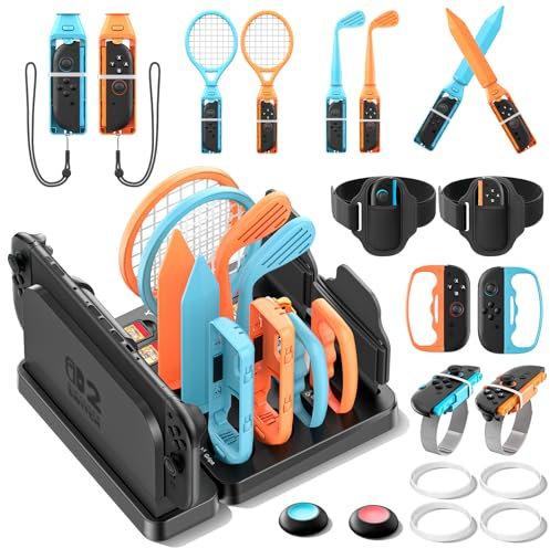 Kit di Accessori per Nintendo Switch Sports 2025 con Console Dock Organizzatore, Accessori per Console di Gioco 2025 per Switch 2 Sports, Switch Organizer Compatibile con la Console Interattiva