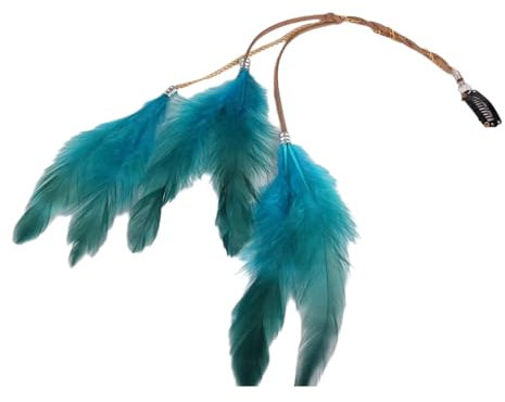 Wambere 6 Stück Federn Haarextensions Boho Federn Haarschmuck Clip Federquasten Kopfschmuck Federn Haarschmuck Haar Quaste Haarkette Haarspangen für Halloween Karneval Fasching Cosplay,Blau