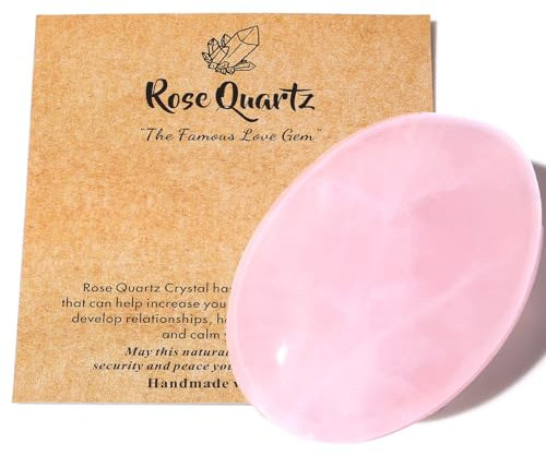 AWARDSEN 2.4 Quartz Rose Pierre Preciusee Grand Cristal de Pierre de Palme Polie Reiki Cristaux Pierre Naturelle Gemme Inquiétude équilibre énergétique Soulagement du Stress Cadeau pour Femme