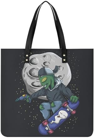MQPYWLH Außerirdisches Skateboard Damen Shopper Handtasche Umhängetasche Schultertasche Für Büro Schule Einkauf 39x39cm