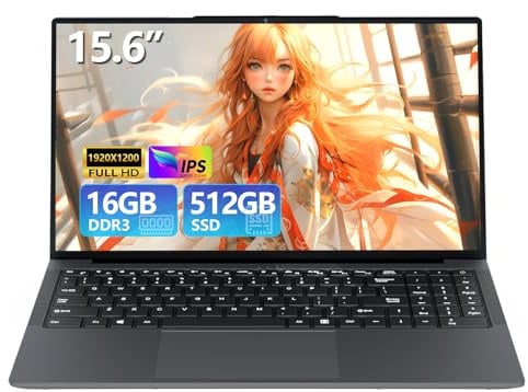 15.6 inch Gaming Laptop, Laptops with Core (up to 3.40GHz), Laptop Gamer 16GB RAM 512GB ROM, FHD 1920 x 1080, Win 11 Pro Traditional Laptops Computers with WIFI BT 5.0 Netbook For Student Busines