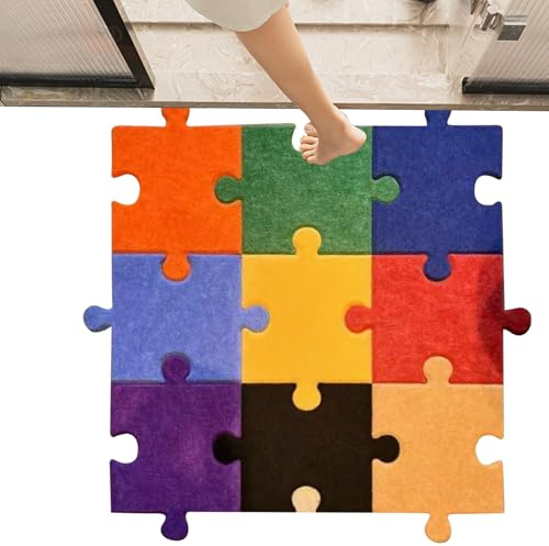 Puzzlematten für Boden, 3D Regenbogen Quadrate Baby Filz Bodenmatte 12-teilig Kissen Dekorative Tafel für Spielplatz Kinder Spielzimmer Fotowand Baby Kinder Kita Center Wohnen