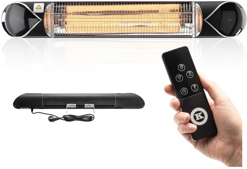 Kaltmann Infrarotstrahler Heizstrahler Terrasse Elektrisch Infrarotheizung Deckenmontage K-OPS 2000W Carbonröhre IP55 Timer 4 Stufen für Outdoor Terrasse Wand oder Decke