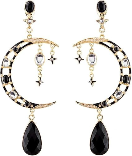 ZeiLaBang Kakadi Frauen Schmucksache Weinlese-symmetrischer gebogener Mond,Mond Göttinnen Ohrringe,Vintage Ohrringe Damen,Mondsichel Haken Ohrringe,für Damen,Mondschmuck,Masquerade,Cosplay,Party