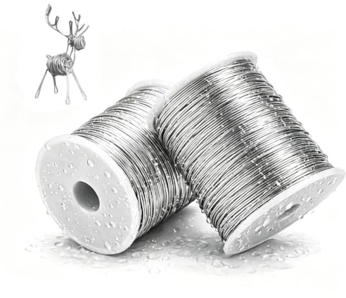 SGYKJ 2 Rolle 304 Edelstahl Basteldraht 100m x 0,5mm, Silberfarben Biegbar, Wasserdicht Rostfrei, Ideal Als silberdraht zum basteln Für Perlen, Drahtwickeln, Figuren, Deko & Binden