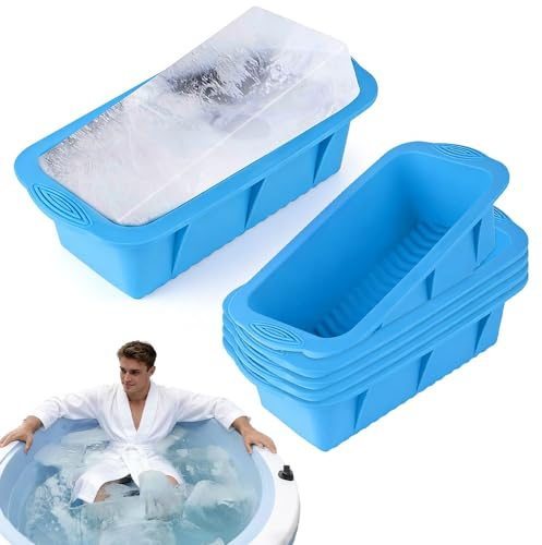 6 PCS Large Ice Cube Tray, KUWUNG Large Ice Cube Moulds for Ice Bath, Silicone Big Ice Cube Moulds for Freezer, Easy Release Reusable Giant Trays for Ice Bath Cold Plunge Tub or Coolers (Blue)