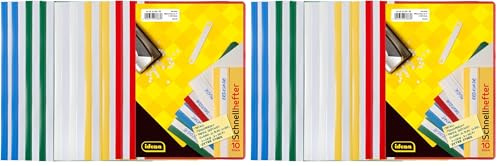 Idena 307863 - Schnellhefter A5, aus Kunststoff, 10 Stück, 5 Farben, 2 x blau/weiß/gelb/grün/rot (DIN A5 | 10 Stück, sortiert) (Packung mit 2)