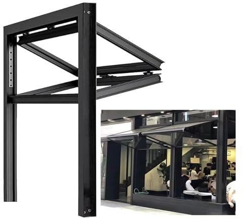 Ventana de Servicio Plegable con Cristal y Cerradura, Ventana Corredera Vertical de Doble Hoja Personalizable con Marco de Aluminio para Food Trucks, Puesto de Venta y Cocina(WxH 24x19in/61x48cm)