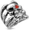 Bungsa 62 (19.7) RING TOTENKOPF silber Herren - TOTENSCHÄDEL mit Klauen Fingerring für Männer - EDELSTAHL-SCHMUCK Ring für Biker & echte Kerle - SKULL Siegelring extra groß, massiv & breit