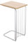 Adeco C-förmiger Akzent-Tisch, Holz-Stil-Tischplatte mit verchromten Metallbeinen, 40,6 x 30,5 cm Tischplatte, Höhe: 66 cm