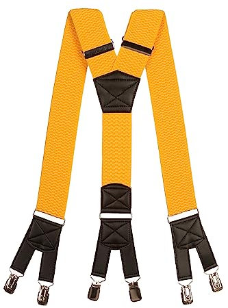 Olata 6 Clip Herren Hosenträger/extra breite Y-Hosenträger – 5 cm. Gelb