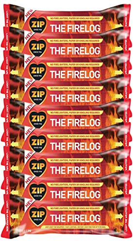 Zip The Firelog 100% Natural Instant Lighting Log Burns for 90 Minutes 700 g (9 Firelogs)
