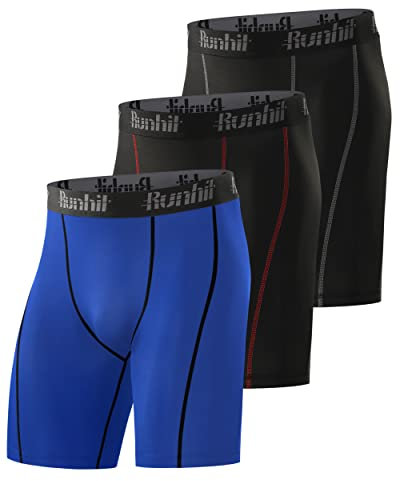 Runhit 3er Pack Herren Kompressionsshorts - Base Layer Sport Unterhosen Funktionsunterwäsche Tight Kompressionshose Kurz Laufunterwäsche Radlerhose M