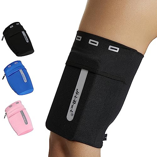 HiRui Laufarmband, universelles Sportarmband, Handyhalterung, Armband für Training, kompatibel mit iPhone 16/15/14/13/Plus/Pro, Samsung Galaxy, alle Handys (L, Schwarz)