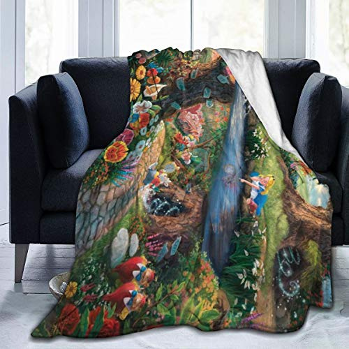 FASHIONDIY Alice im Wunderland Decke, übergroß, warm, für Erwachsene, superweiche Decke mit weichem Anti-Pilling-Flanell, für Erwachsene und Kinder, 3D-Druck, 203,2 x 152,4 cm
