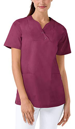 CLINIC DRESS Schlupfkasack Damen-Kasack mit extra Mehrweite im Hüftbereich Curvy Schnitt 2 Seitentaschen Seitenschlitze 95 Grad Wäsche Berry, 56