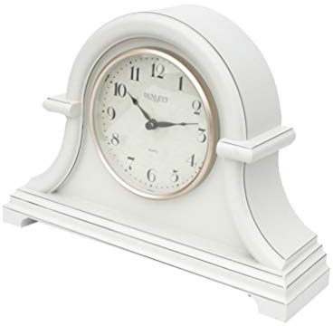Mantel Clock Quartz Numbers Mantle Clock Arched Design Battery Operated Freestanding Decorative Retro Table Desk Bedside Shelf Fireplace Clock Analogue Vintage Home Living Room Kitchen Office (Cream)