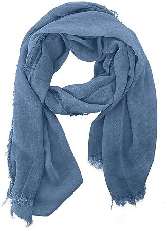 JOPHY & CO. Sciarpa Donna Uomo Elegante Leggera Morbida a Stola Rettangolare in Fibra di Bambù a Tinta Unita o Fantasia Colori (Jeans)