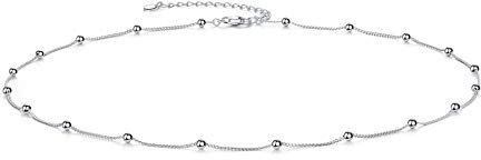 CERSLIMO Silber Kette 925, Sterling Silber Choker Kette Damen Perle Halskette ohne Anhänger für Frauen Mädchen