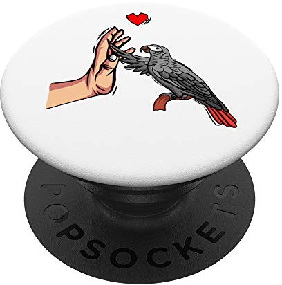 Graupapagei Liebe Papagei Herz Vogel PopSockets mit austauschbarem PopGrip