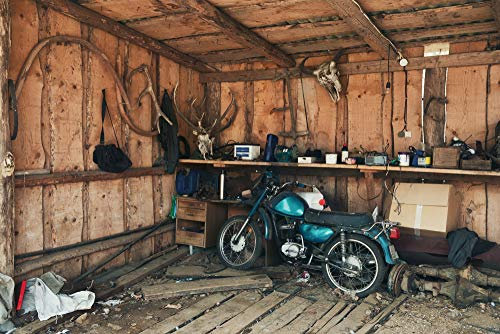 MOTORRAD Fototapete VLIES-500x280 cm (3591A)-Route 66 Vintage Auto Retro Cars Holzwand Wandtapete-Inkl. Kleister-Vliestapete Bild Dekoration Wand-Dekor Moderne Motiv-Tapete Panorama Poster XXL