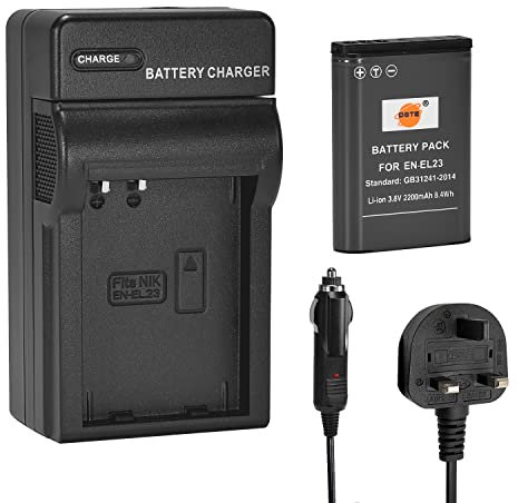 DSTE EN-EL23 ENEL23 (2200mAh/3.8V) Battery and Charger Kit Compatible with Nikon Coolpix P600, S810c, P900S
