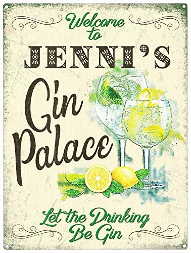 Personalised Gin Palace Metal Wall Sign (3 sizes) (Large 30 cm x 40 cm)