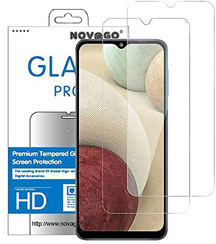 NOVAGO Compatible avec Samsung Galaxy M12/A12/A20S/A02/A02s -Pack de 2 Films vitre protection écran Verre trempé résistant Anti Explosion d'écran