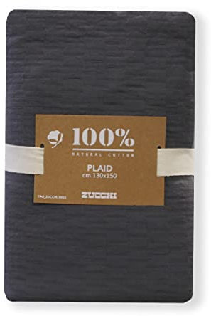 Zucchi Winterdecke, weich, warme Sofadecke für Einzelbett, aus 100 % natürlicher Baumwolle, weiche Schlafdecke (Anthrazit G1, 130 x 150 cm)