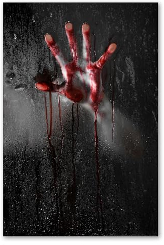 Postereck - 0051 - Blutige Hand, Horror Blut Gewalt Angst Psycho - Kunst Wandposter Fotoposter Bilder Wandbild Wandbilder - Leinwand - 60,0 cm x 40,0 cm