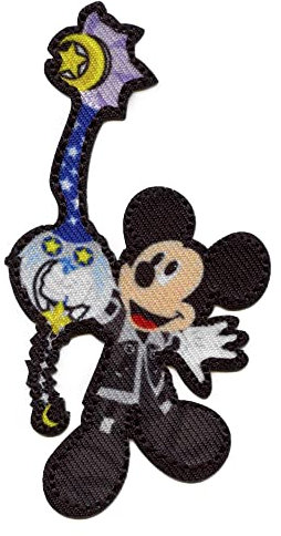 Disney Topolino Patch Kingdom Hearts ricamato termoadesivo, nero, 4,2 cm di larghezza x 7,6 cm di altezza