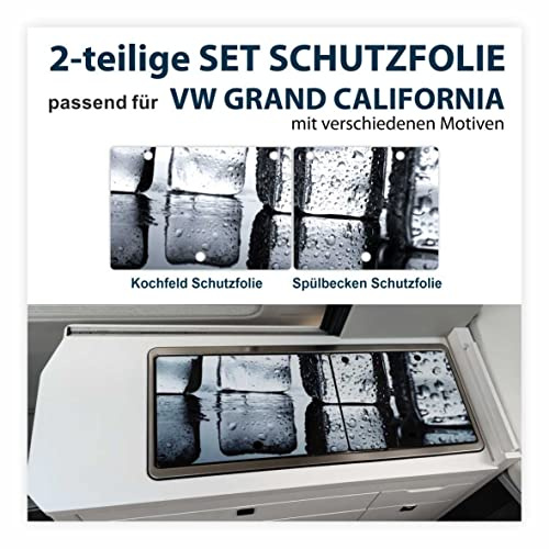 FOTOFOL Schutzfolien-Set passend für VW Grand California - Schutz für Glass-Abdeckung vom Kochfeld und Spülbecken mit verschiedenen Motiven - Schutz für Dein Camper
