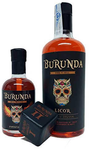 Pack BURUNDA - Licor picante de hierbas - Infernal 1 + Infernal 2 + Dado para chupitos (PACK 3, INFERNAL I + INFERNAL II)