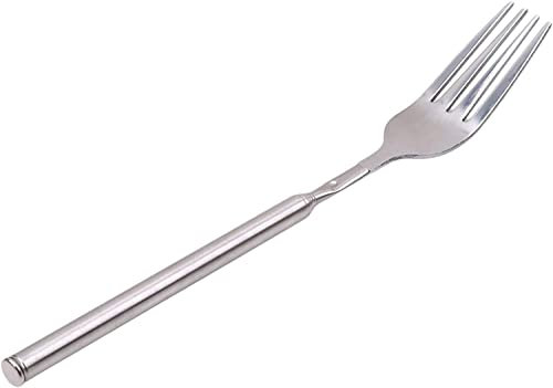 Fourchette Acier Inoxydable Vaisselle BBQ Télescopique Dessert Couverts À Long Manche Fourchette Extérieure Vaisselle
