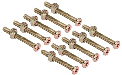 Fafeicy Tornillo de Cuna para Cama de Bebé, 10 Juegos M6 Tornillo de Cuna para Cama de Bebé Tornillos de Cabeza Hueca Hexagonal de Acero Inoxidable Galvanizado Herrajes (M6 * 60 mm)