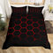 Parure de lit imprimée en nid d'abeille Noir Rouge Géométrie Hexagone Ensemble de Housse de Couette Diamond Lattice Literie Simple Moderne 220 x 240 cm Garçons Hommes Cool Housse de Couette Ados