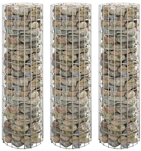 Makastle Lot de 3 gabions surélevés Ronds - pour Jardin, terrasse - 30 x 100 cm