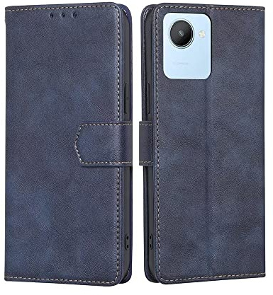 RankOne Hülle für Realme C30 / Realme Narzo 50i Prime (6.5 Inches) Handyhülle Aus Leder - Hülle mit Magnetverschluss - Schutzhülle - Blau