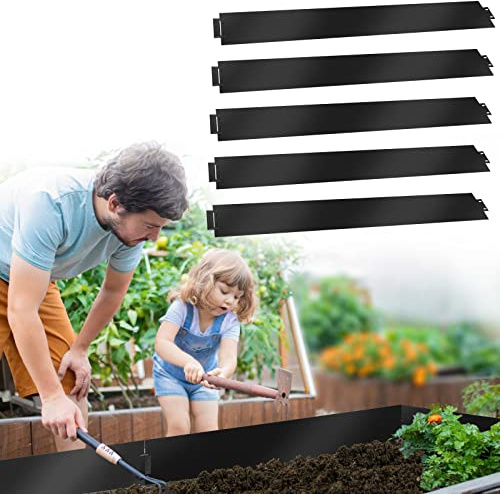 Tubiaz Rasenkante Beeteinfassung, 25mx18cm Beetumrandung Rasenbleche Mähkante Metall Palisade Beet Rasen, Gartenbeet, Schwarz (Länge 25m- Höhe 18cm)