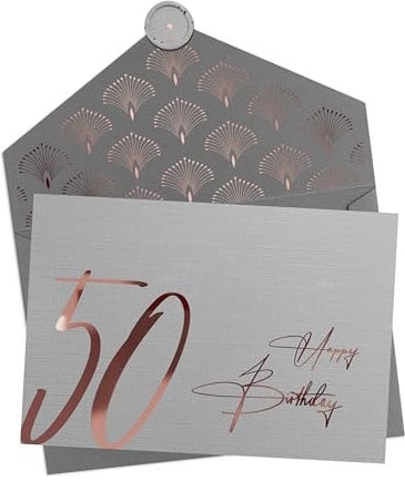 Joli Coon 50 Happy Birthday Klappkarte mit Kuvert und Wachs-Siegel - Geburtstagskarte 50