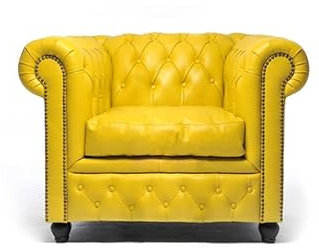 Chesterfield Sessel Brighton - The Brand | 1 Sitzer | 100% Leder, handgefertigt, Original Breite 100 cm (Gelb)